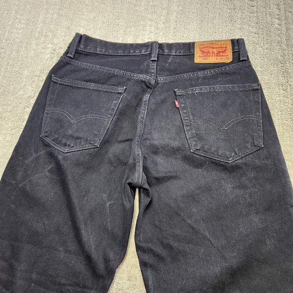 Levis 550 Jeans Men 33X32 Black Denim Dad Relaxed Taper Cotton Washed - Picture 7 of 11